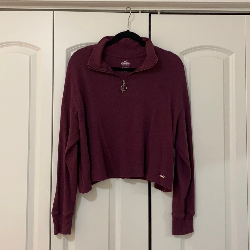 Hollister Quarter Zip Waffle Long Sleeve Shirt Size: L